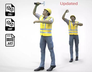 N4 Construction Worker 1 64 Miniature working with hammer