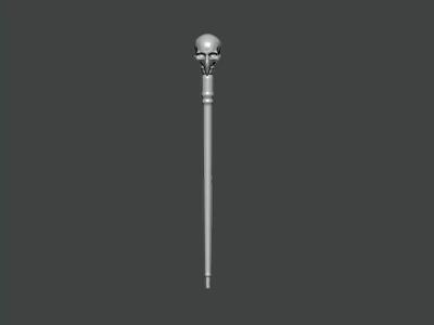 3D Model-STICK0004 silver stick with skull