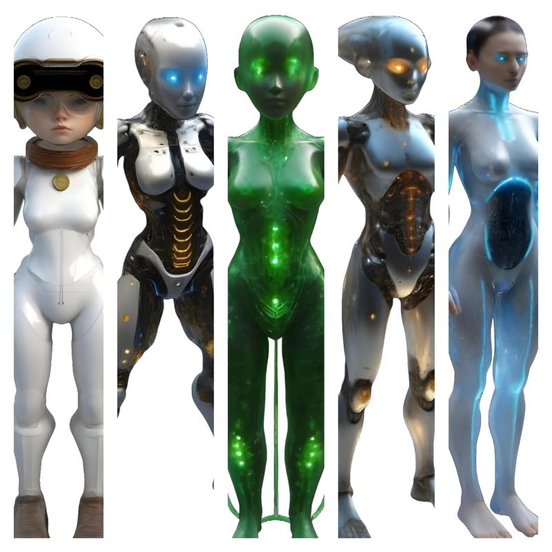 Futuristic Female Android Figurines Collection