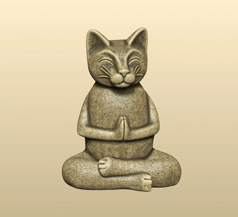 Sculpture of a meditating cat