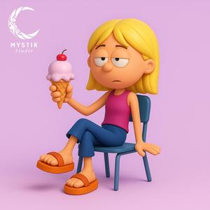 Lizzie McGuire Cartoon 3D Sitting with Ice Cream 🍦