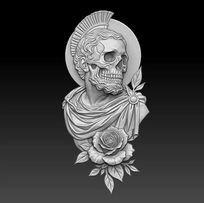 Skull and Rose Relief