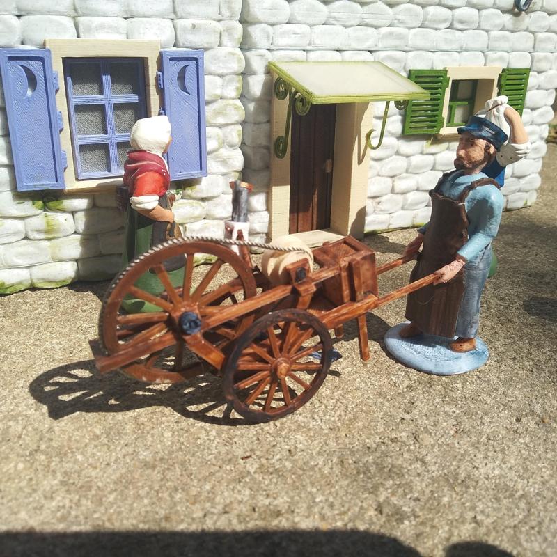 Santon and his cart 7cm