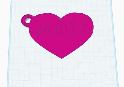 Heart keychain with custom name "mohit" - 3d keychain