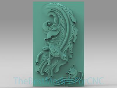 3D Model STL File for CNC Router Laser & 3D Printer Bird and Fish