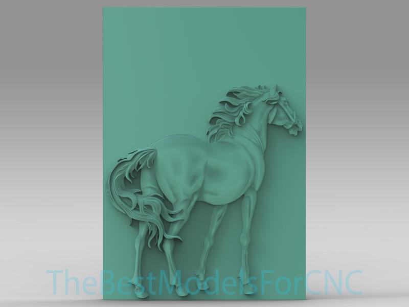 3D Model STL File for CNC Router Laser & 3D Printer Horse From Behind