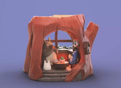 My Neighbor Totoro Treehouse Diorama Ghibli 3D Printable