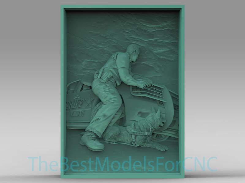 3D Model STL File for CNC Router Laser & 3D Printer Dog and Police