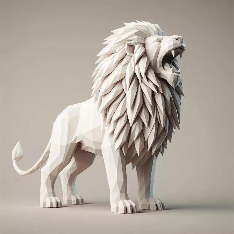 211- Low Poly Roaring Lion