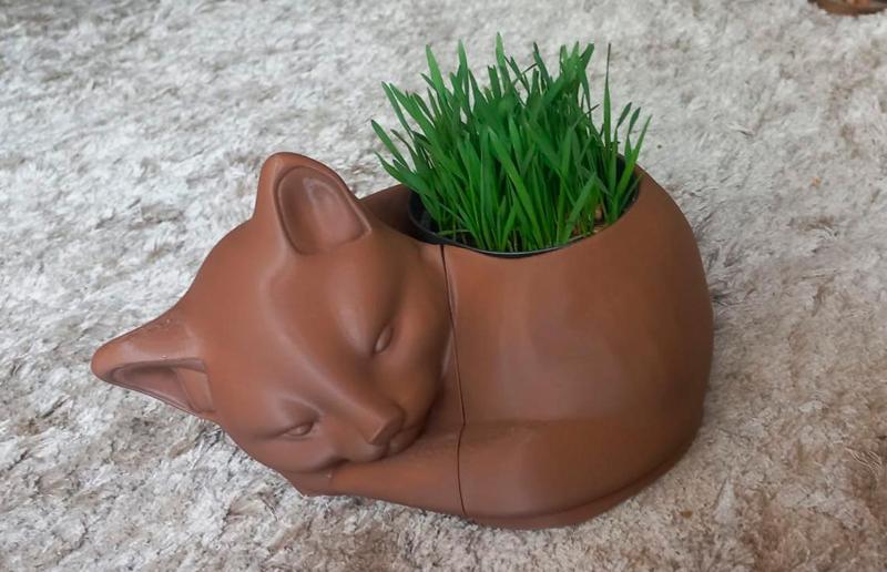 Sleeping Cat Planter / Pet Bowl Cute Cat Vase for Plants