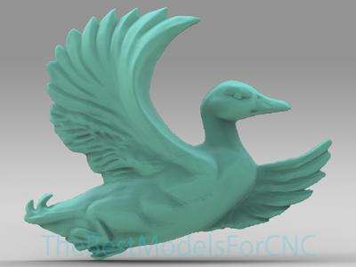 3D Model STL File for CNC Router Laser & 3D Printer Duck Flying