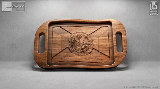 Florida Wavy Flag Tray With Handles - CNC Files for Wood (svg, dxf, eps, ai, pdf)