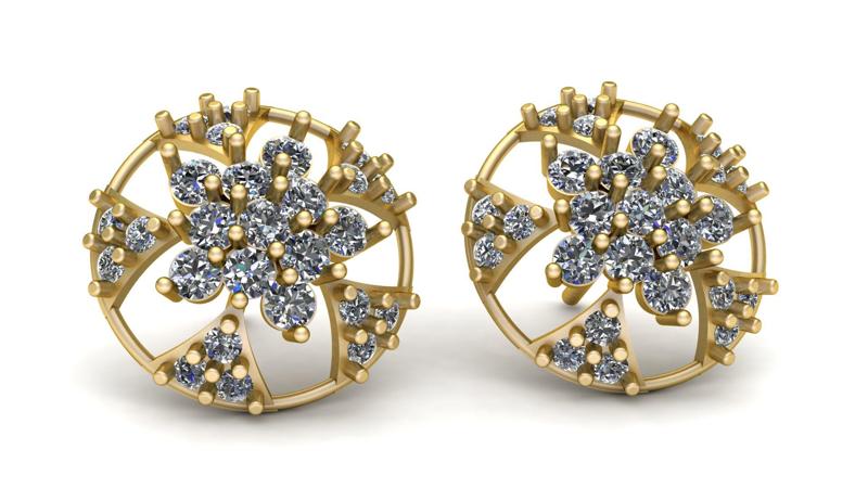 Fashion Women Diamond Earrings 3d Printable Model