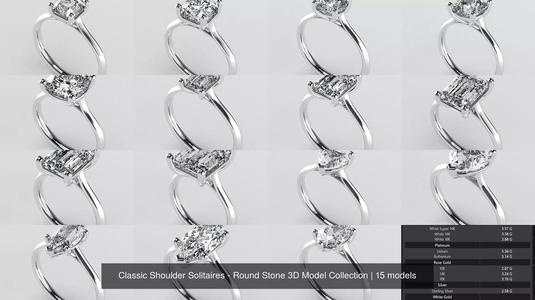 Classic Shoulder Solitaires - Various Stones 3D Model Collection