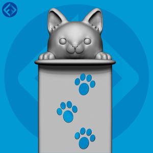 Cute Kitten Bookmark with Paw Prints – 100mm