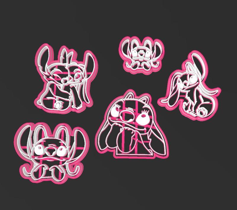 Angel, Lilo and Stitch, set of 5 cookie cutters