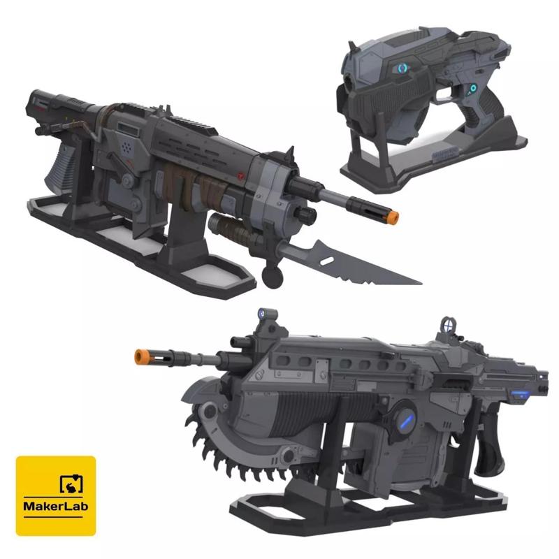 Gears of War Weapons Set - 3 Printable models - STL - Commercial 3D Model Collection