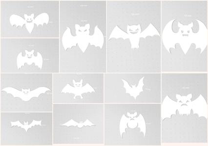 12 Bat Silhouette STLs, Bat Outlines, Halloween