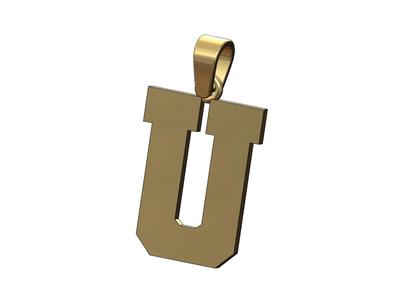 U varsity letter sports letterman jersey pendant charm 3D print model