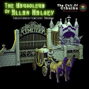 The Mausoleum & Horse Drawn Hearse & Arkham Cemetery Gates