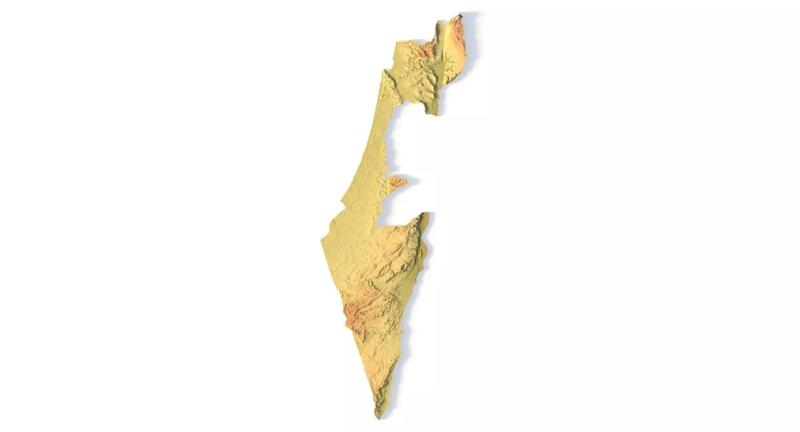 Israel Topographic Map STL Terrain Model