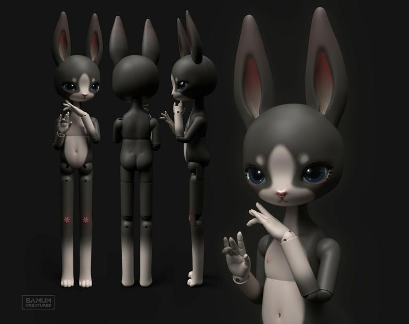 BJD Doll stl 3D Model for printing Bunny Rabbit Furry Anthro Ball Jointed Art Doll 23cm