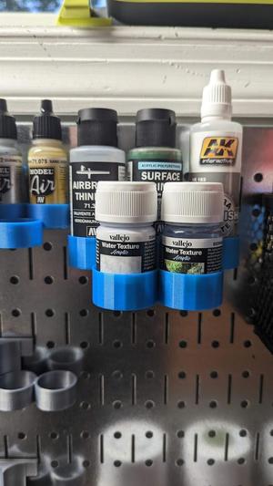 Medium Paint/Texture Bottle (Vallejo, AK, etc.) Holder for Pegboard