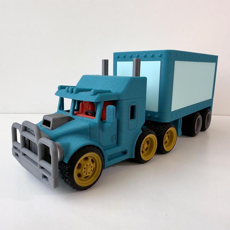 Cute Cartoon-Style Semi Truck + Trailer