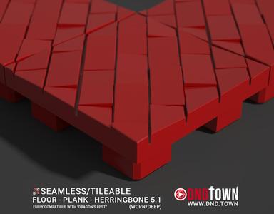 Floor - Plank - Herringbone 05.1 (WORN/DEEP) - 3D Modular Dungeon Tile - DnD Town Minis (www.dnd.town)