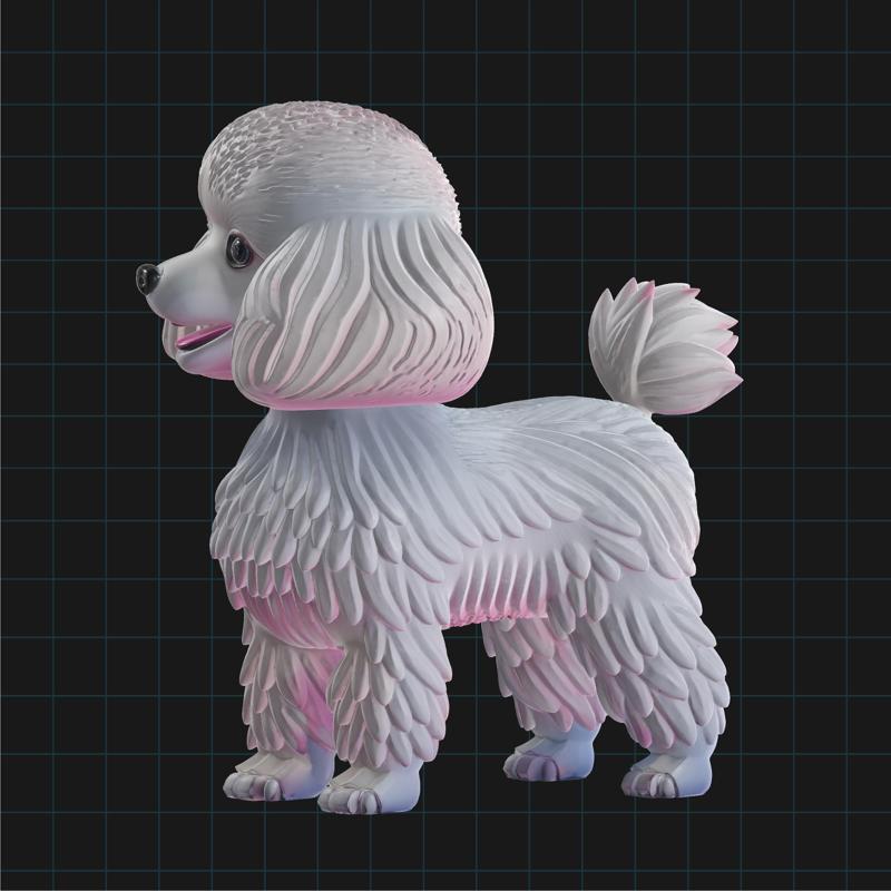 Realistic 3D Poodle Dog Model
