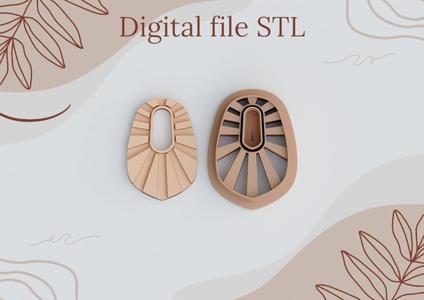 Digital STL files for 3D printing Clay earrings Raffia Macrame trendy style cutters Polymer clay tools sharp version cutters download files