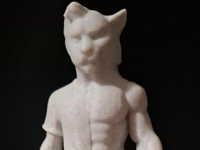 Woodwalker-inspired figure, half human, half cougar