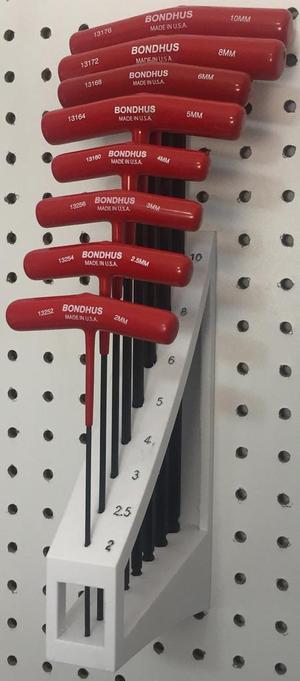 Pegboad mount for T-Handle Allen Keys