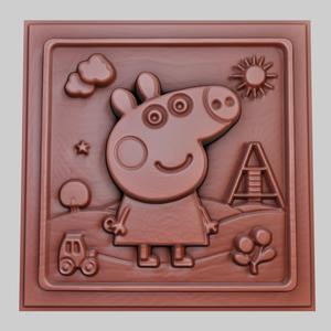 Peppa Pig 3d printer relief medallion obj stl