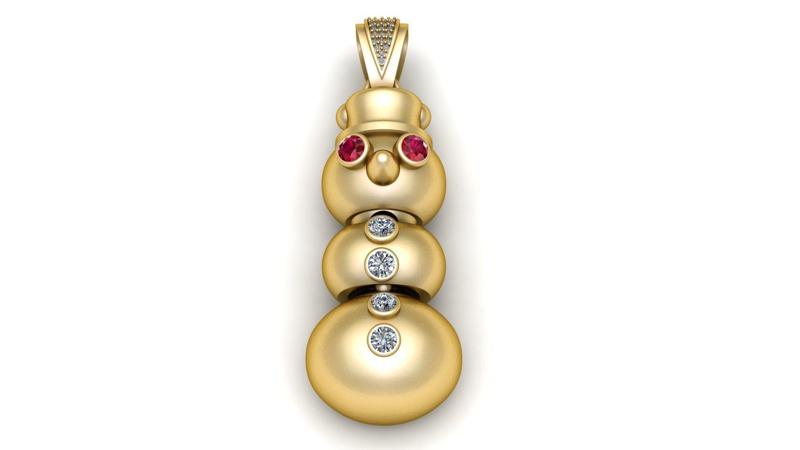 GOLDEN SNOWMAN RUBY PENDANT 3D PRINTABLE MODEL