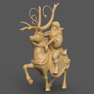 Santa Claus Riding Deer 3D Sculpture – Perfect Christmas Decoration for Table, Desk, and Tree