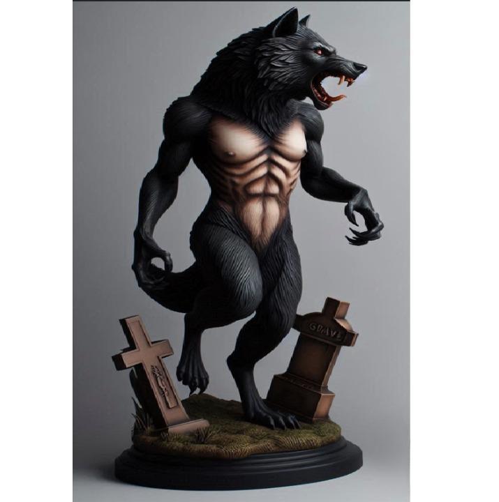1732 COLORFUL Werewolf Howling - 3D Model, beast, magic, creature, fantasy, wood, base, sword, warrior, wild, cat, monster, dog, godzilla, fair, witch, werewolf, horror, beast, gothic, troll
