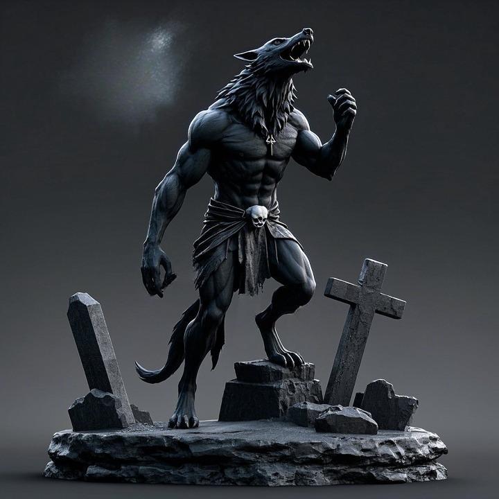 1871 Werewolf Howling - 3D Model, beast, magic, creature, fantasy, wood, base, sword, warrior, wild, cat, monster, dog, godzilla, fair, witch, werewolf, horror, beast, gothic, troll
