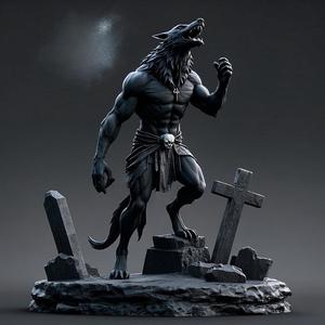 1871 Werewolf Howling - 3D Model, beast, magic, creature, fantasy, wood, base, sword, warrior, wild, cat, monster, dog, godzilla, fair, witch, werewolf, horror, beast, gothic, troll