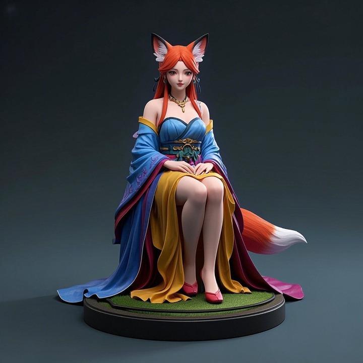1360 COLORFUL Fox Spirit Woman in Pu Song Ling Style, beast, magic, creature, fantasy, wood, base, sword, warrior, wild, cat, monster, fox, godzilla, fair, witch, werewolf, horror, beast, gothic, troll