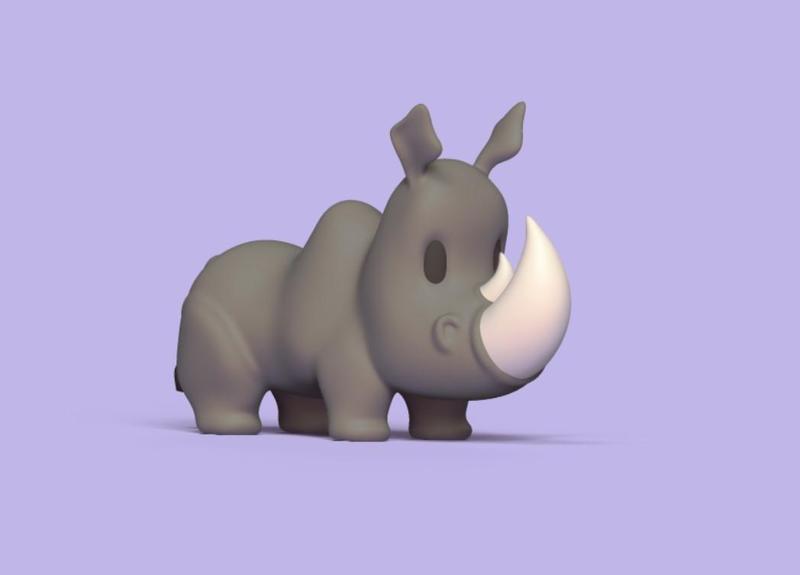 Stylized Cartoon Rhino