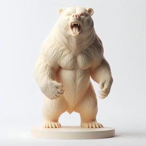 83 Minimalist Upright Snarling Bear Statue