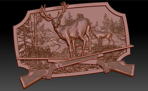 deers family cnc router art scene hunting weapons guns