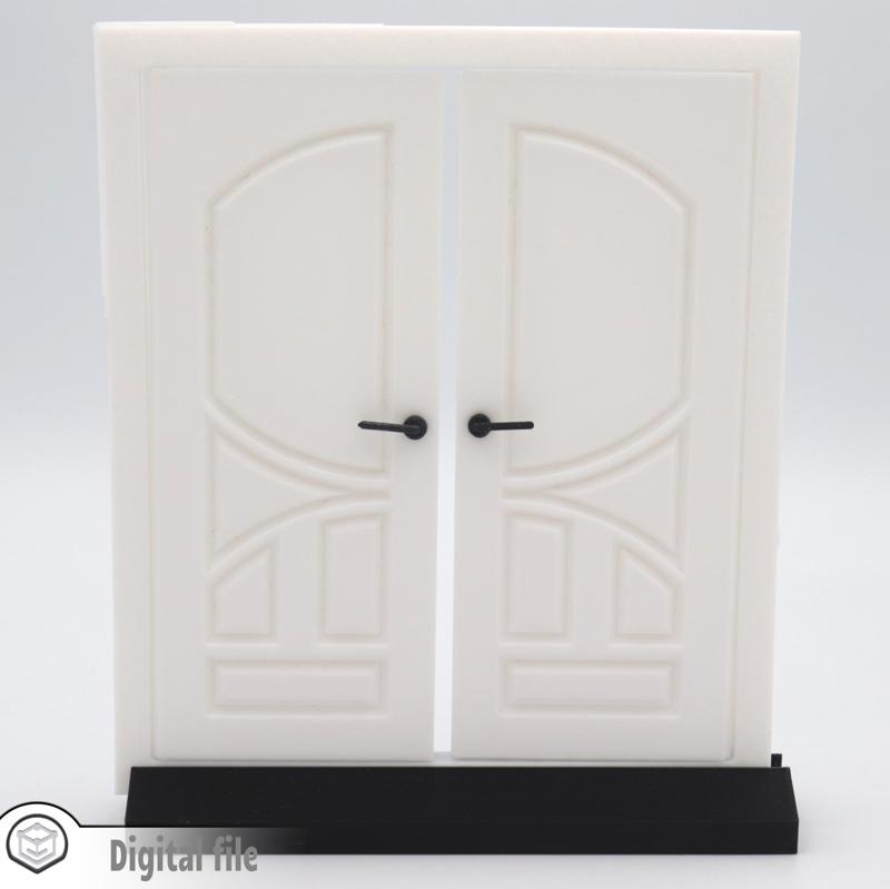 1:12 miniature Functional Double Door style 8 multi-color and multi-material features
