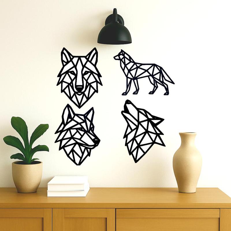 Set of 4 wolf wall decorations