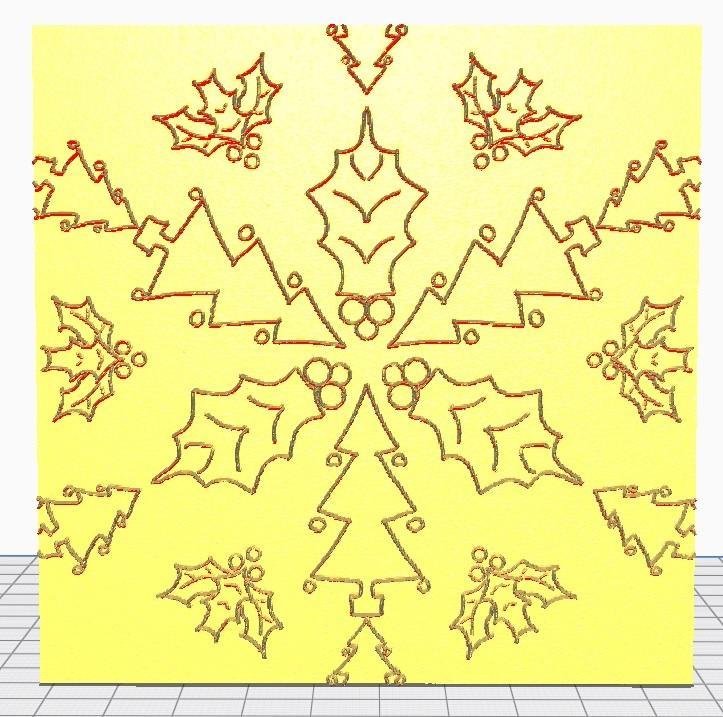 Christmas trees and holly lithoplane