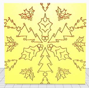 Christmas trees and holly lithoplane