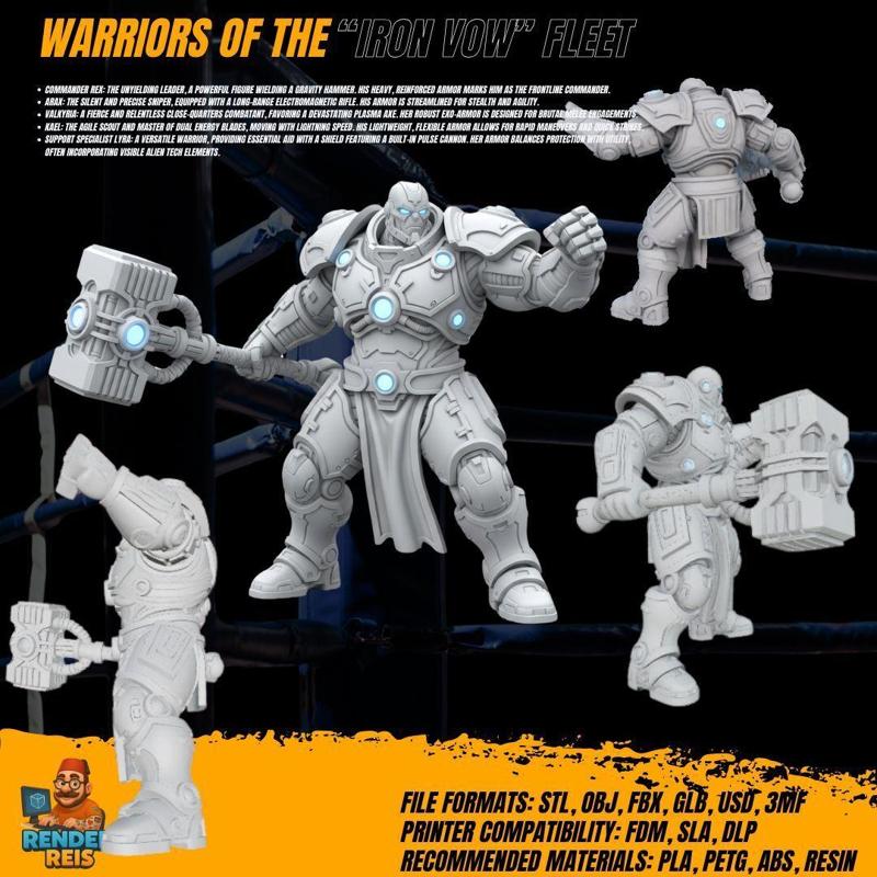 3D Printable Iron Oath ‘Thunderstrike’ Heavy Battle Armor – Energy Hammer-Wielding Defense Titan