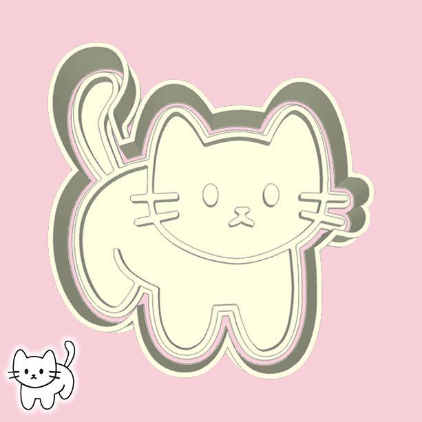 Animals cookie cutters - cute cat (standing) (style 7)