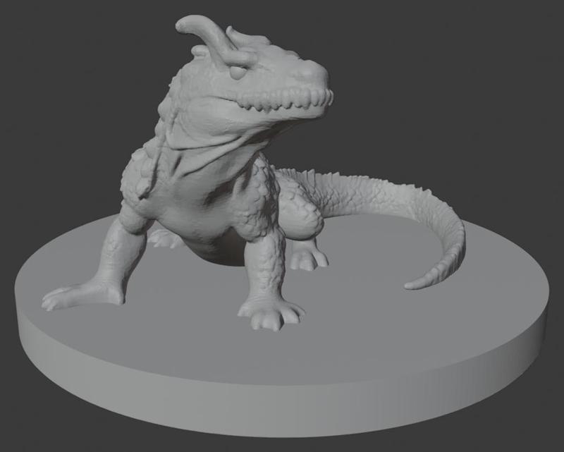 Komodo Dragon, Giant Lizard # 3 (aka Carl) - 40mm Baseplate (DND / TTRPG)